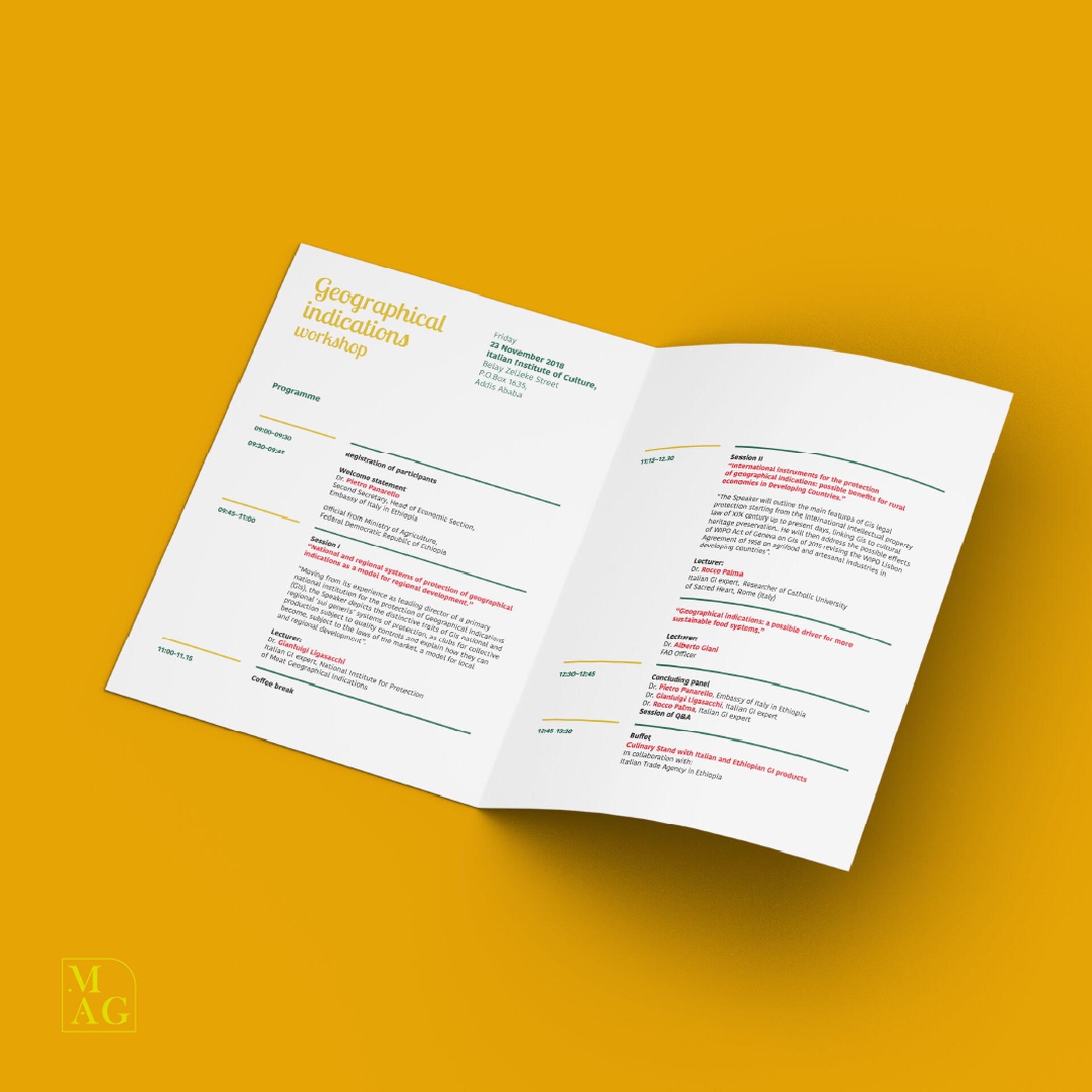 BROCHURE PER WORKOSHOP (INTERNO) WEEK OF THE ITALIAN COUSINE IN THE WORLD ADDIS ABEBA