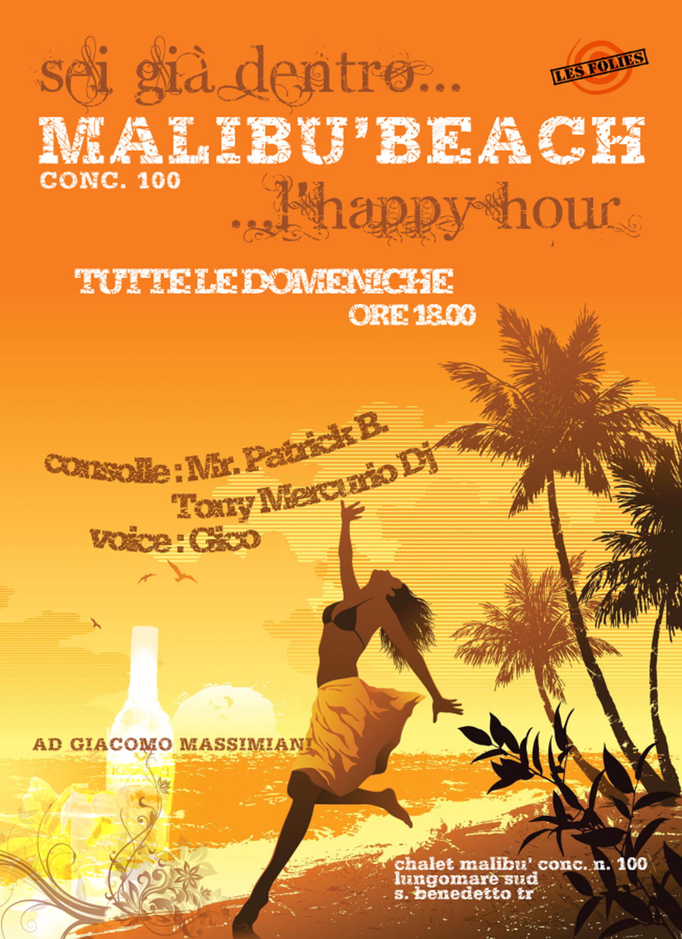 MALIBÙ BEACH SAN BENEDETTO DEL TRONTO HAPPY HOUR LOCANDINA
